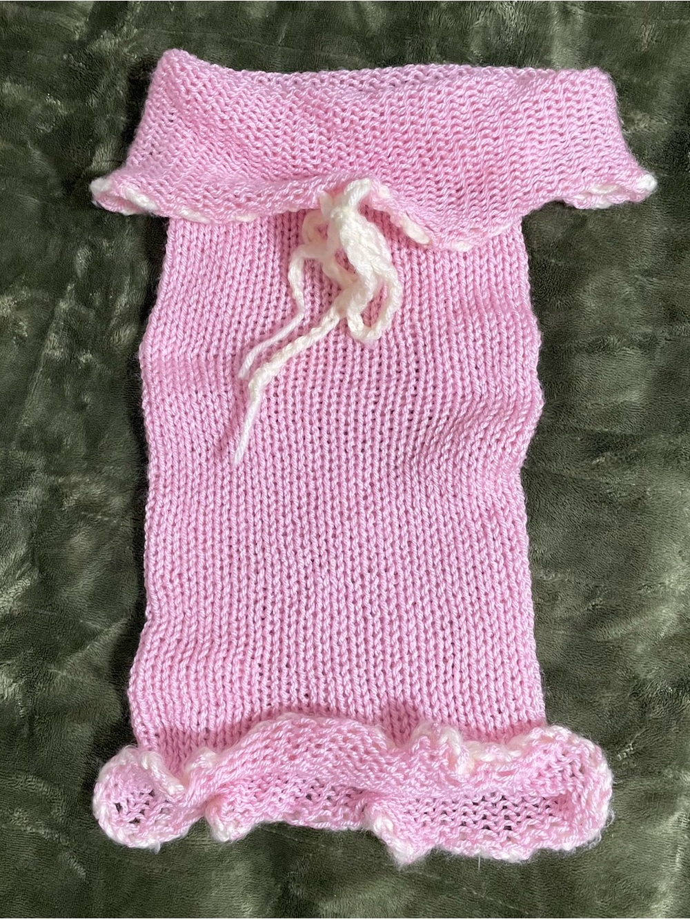 Hand-Knit Pink Ruffle Tube Top
